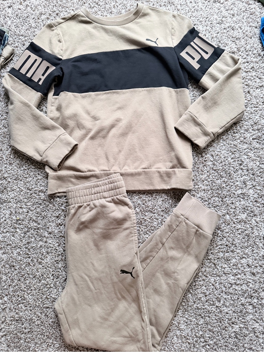 Puma Kids Tan and Black Panel Sweat Set